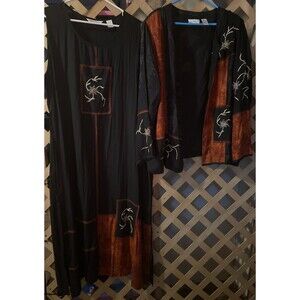 DRAPER'S & DAMON'S Embroidered Beaded Jacket & Maxi Dress 2-Piece set 2X